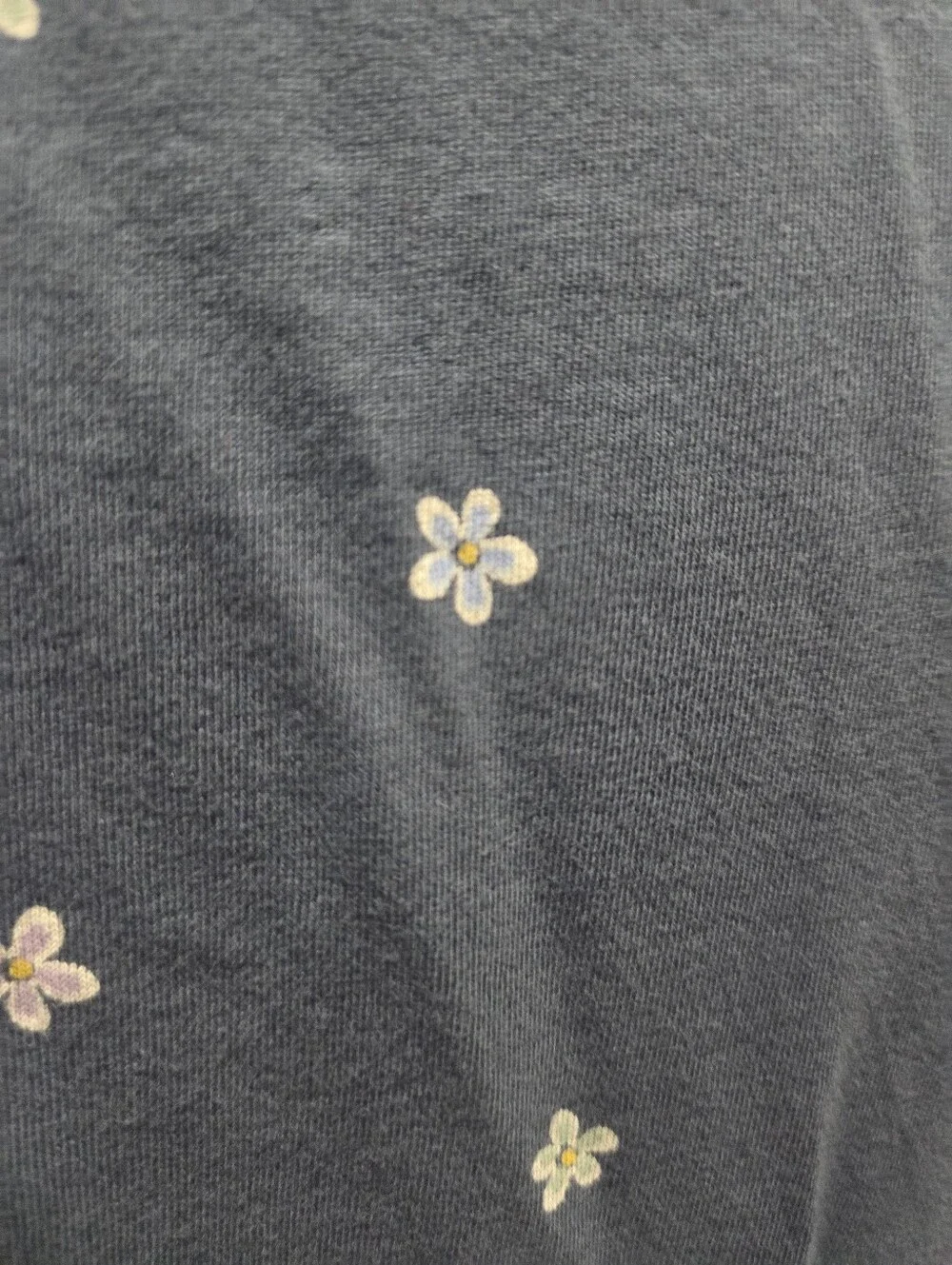 Life Is Good Navy V-Neck Short Sleeve Tee with Tiny Floral Embroidery - Picture 4 of 4
